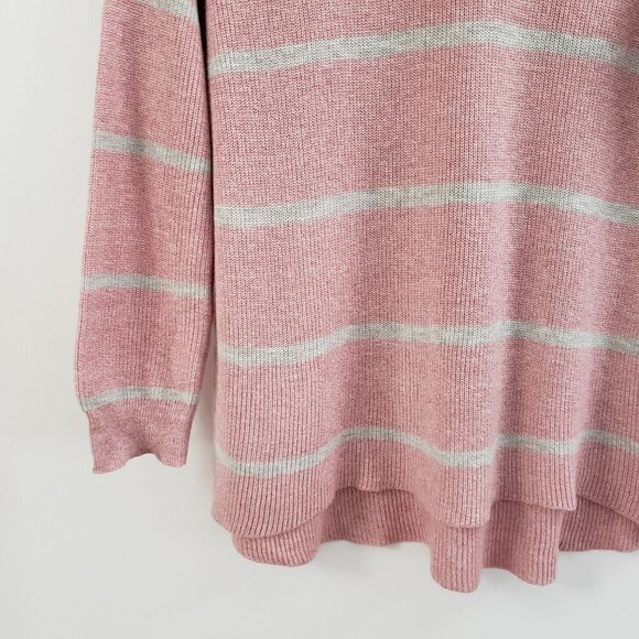 American Eagle Outfitters Oversized Jegging Fit Stripe Sweater Sz S Pink Grey - Picture 7 of 10